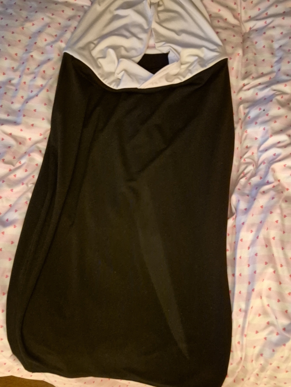 Express Black Pencil Dress with White Criss Cross Halter Top